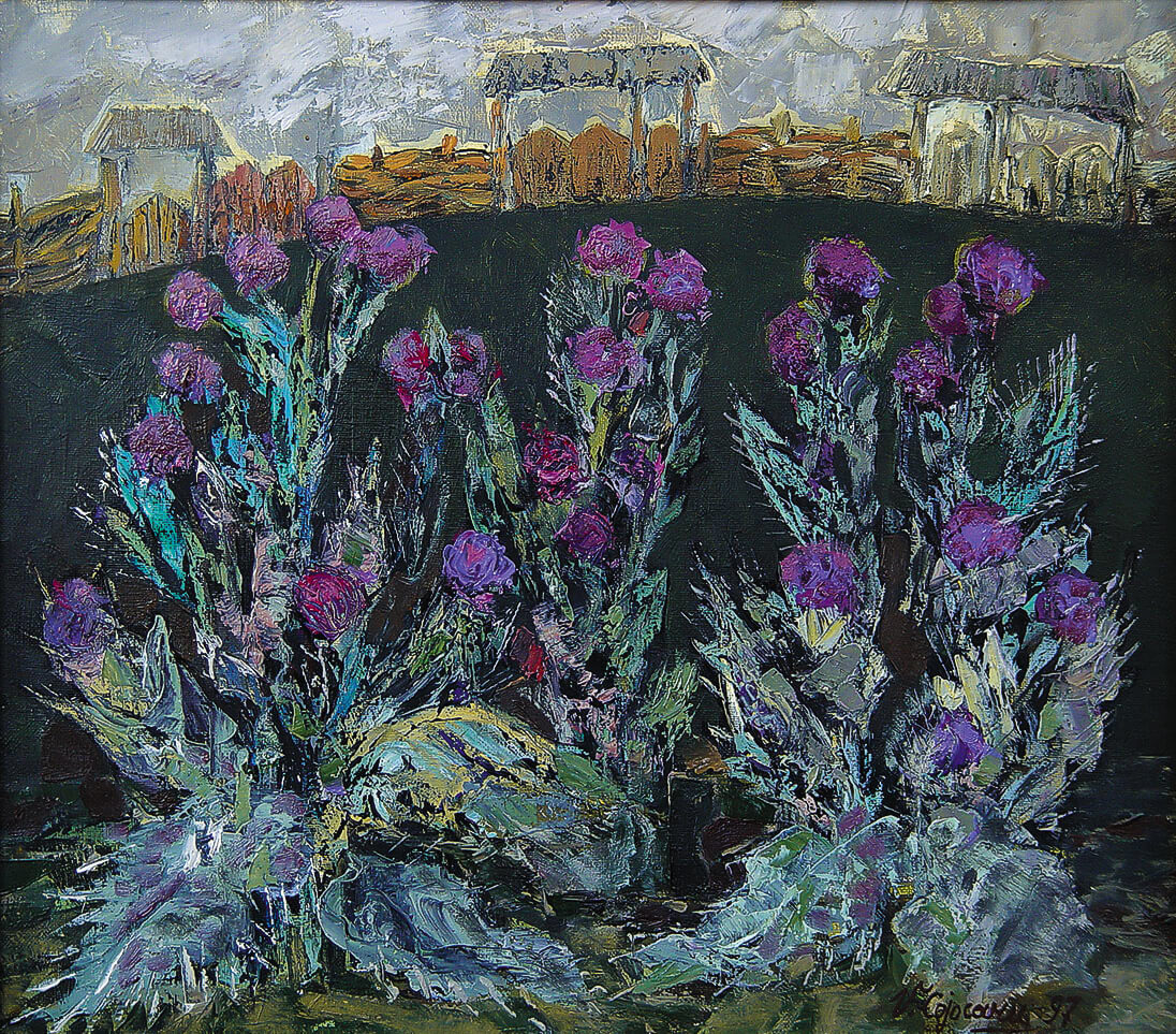 Composition with thorns. Painting by Vasile Cojocaru