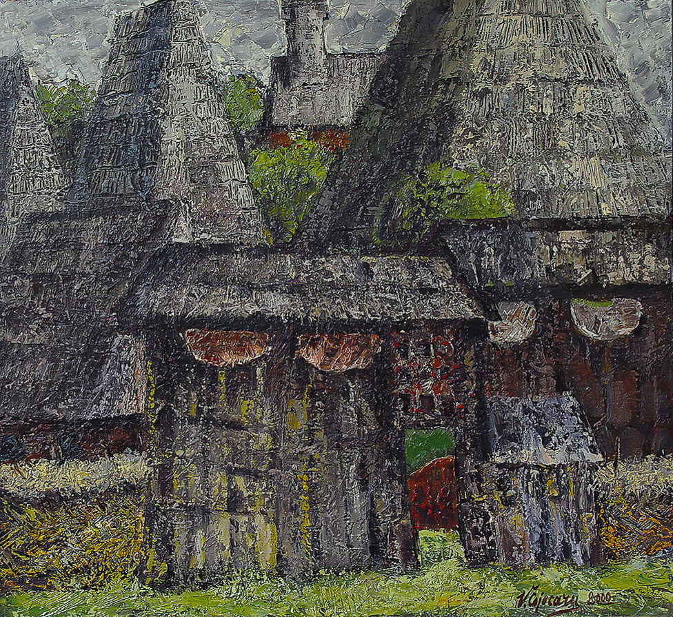 The art of wood. Sighetul Marmfiiei. Painting by Vasile Cojocaru